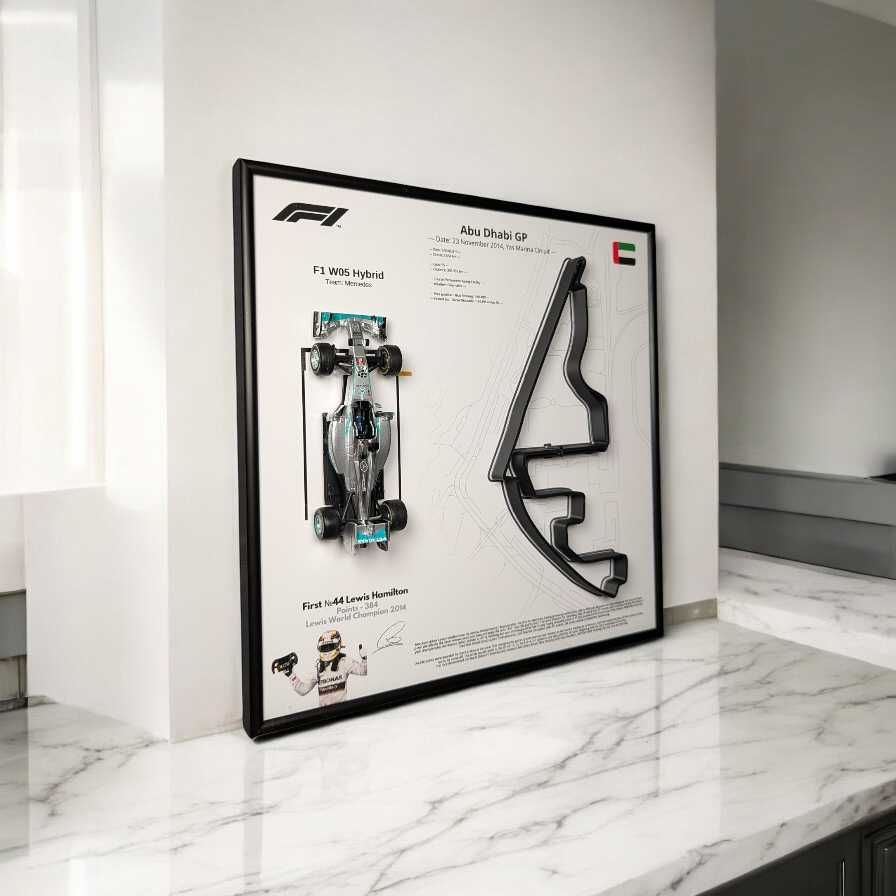 АРТ Рамка з 3D Трасою Abu Dhabi GP  F1 W05 Hybrid #44 Lewis Hamilton