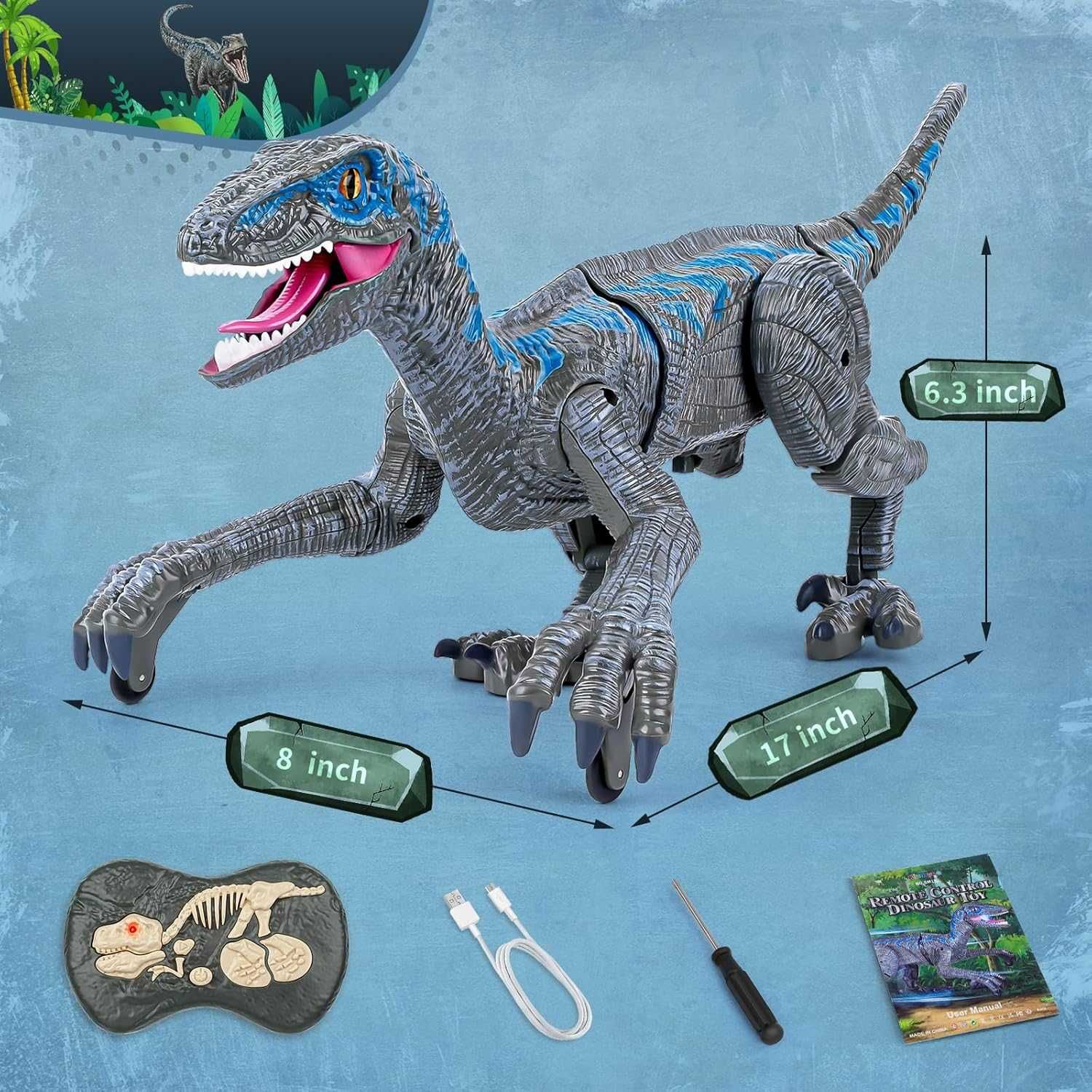 Dinozaur Kizmyee Zdalnie sterowany chodzi ryczy realistyczna zabawka