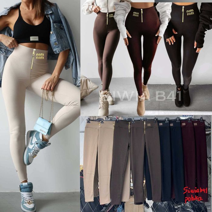 Legginsy damskie z zamkiem z przodu