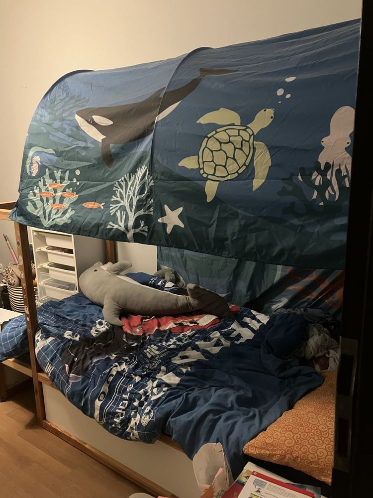 Lóżko ikea Kura pietrowe z baldachimem
