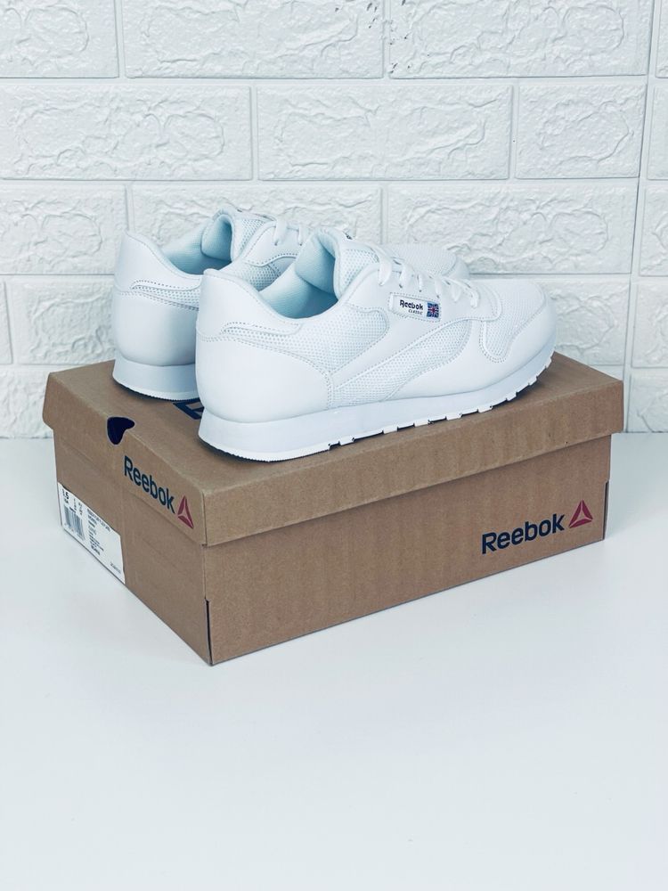 Reebok classic leather white кроссовки мужские кожаные Рибок классик