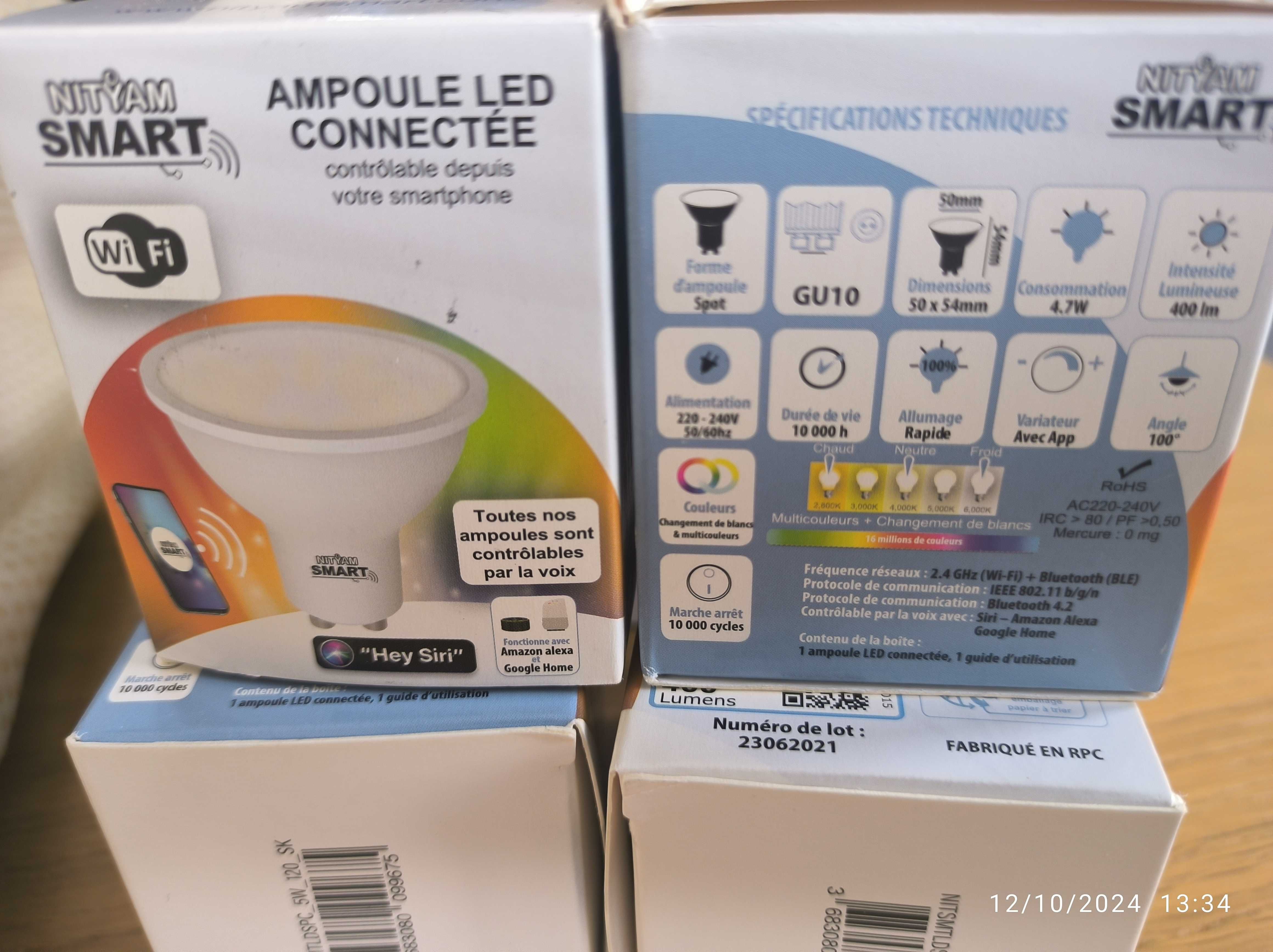 4 SMART Lâmpadas LED WiFi bluetooth 4,7 W 400Lm GU10