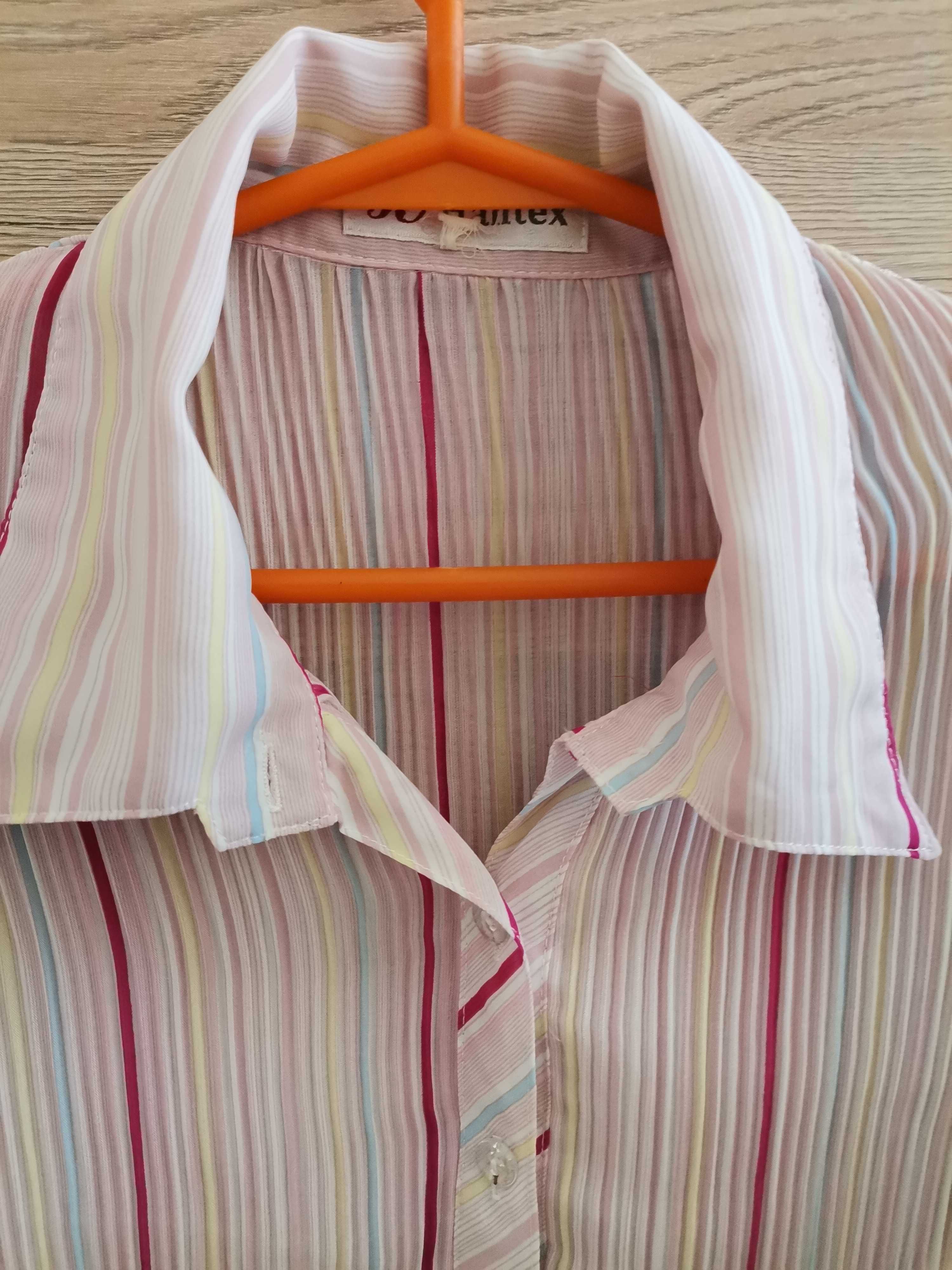 Kolorowa w podłużne paseczki  damska bluzka koszulowa