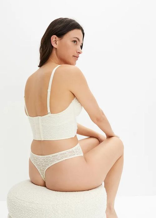 B.P.C Top gorsetowy na fiszbinach beżowy z koronką ^85D