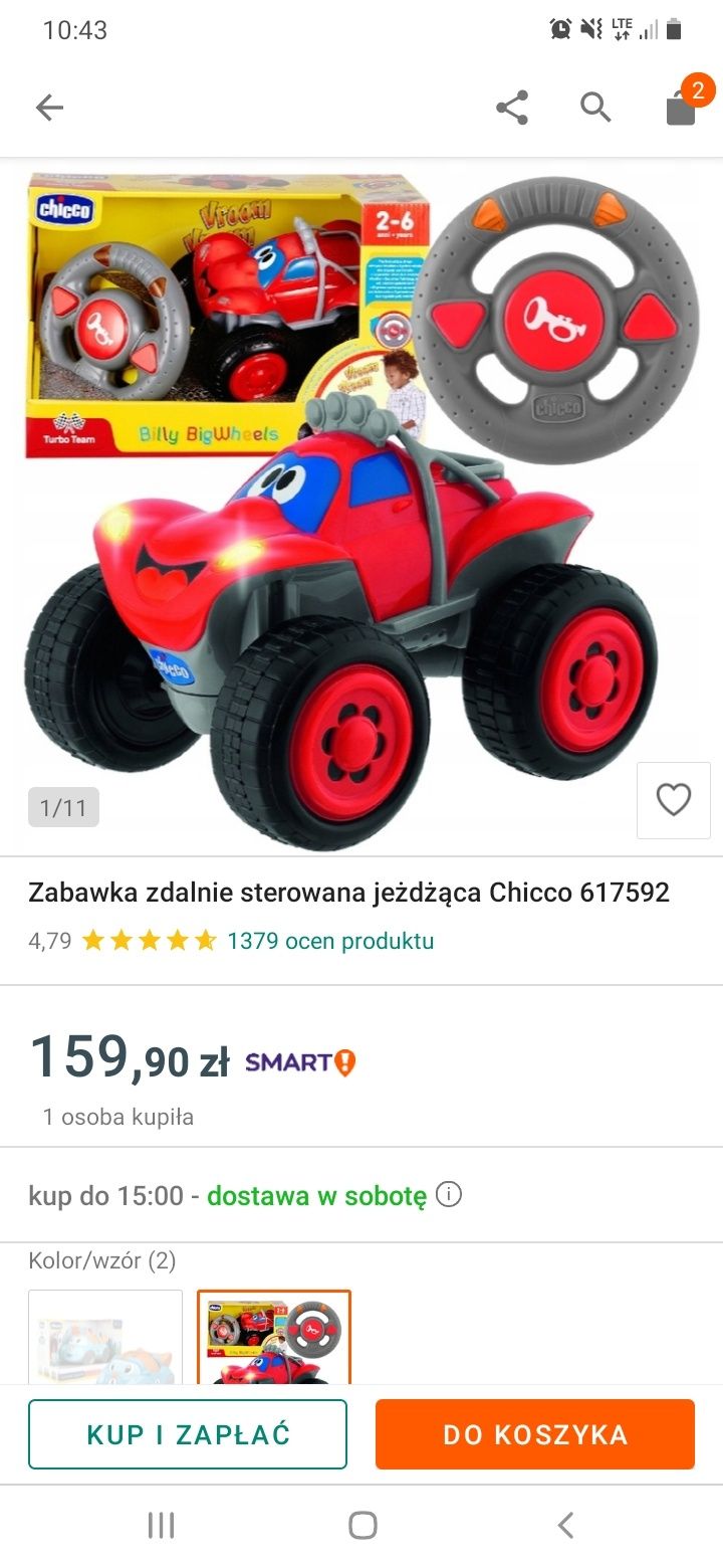 Samochód zdalnie sterowany jeżdżący Chicco 617592