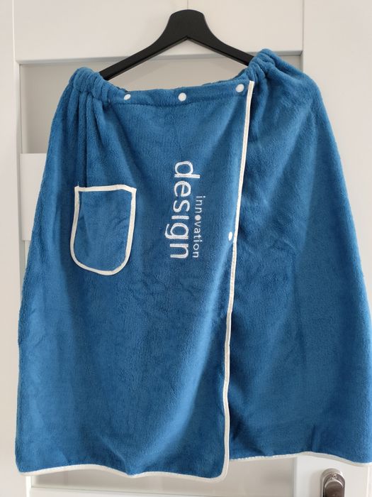 2 szt. Kilt Ręcznik Sauna * Niebieski & Szary * Z Napami Kieszonka Haf