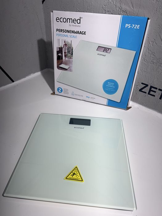 Waga łazienkowa ecomed PS-72E – szkło hartowane, do 150 kg