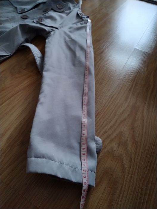 Kurtka damska, żakiet, płaszcz, szara, guziki, pasek, r.38