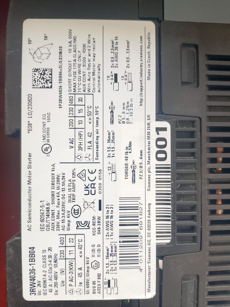 Softstart siemens 3RW4036-1BB04