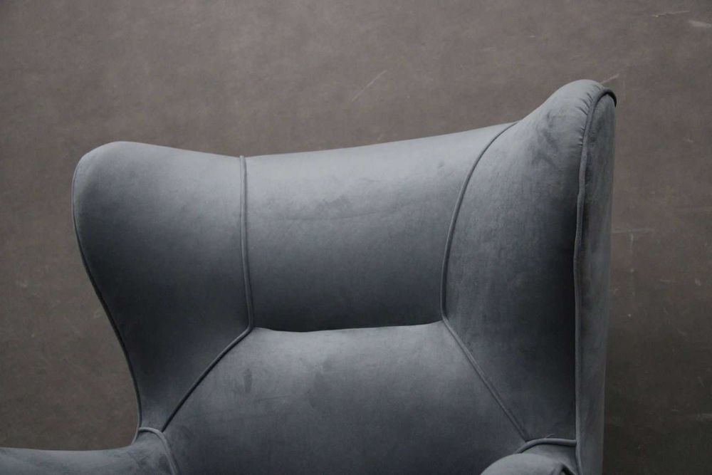 Fotel tapicerowany Uszak Moli popielaty drewniany BGM24.pl B 6320 -24%