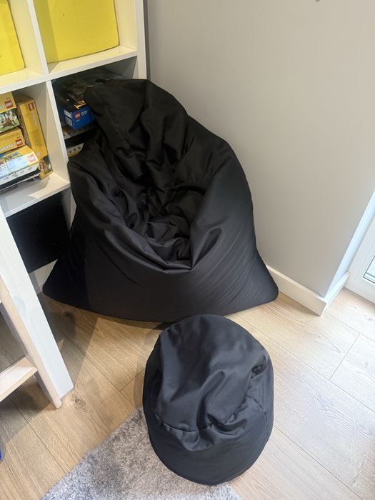 Pufa worek SAKO XXL plus podnóżek grafitowa