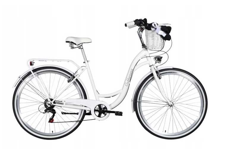 Rower damski biały miejski 26 SHIMANO damka KOSZ + WKŁAD GRATIS