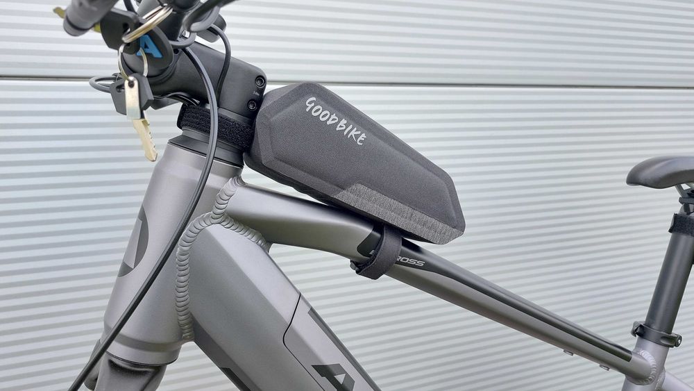 Wodoodporna sakwa rowerowa na ramę za kierownicą, mała, mocna na rzepy