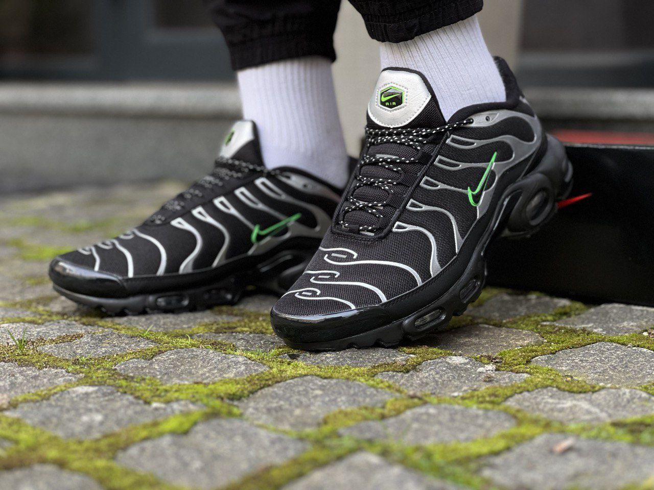 Кросівки Nike Air Max Plus TN Black Silver Green кроссовки Найк