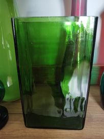 Zielony wazon szkło grube prostokąt płaski