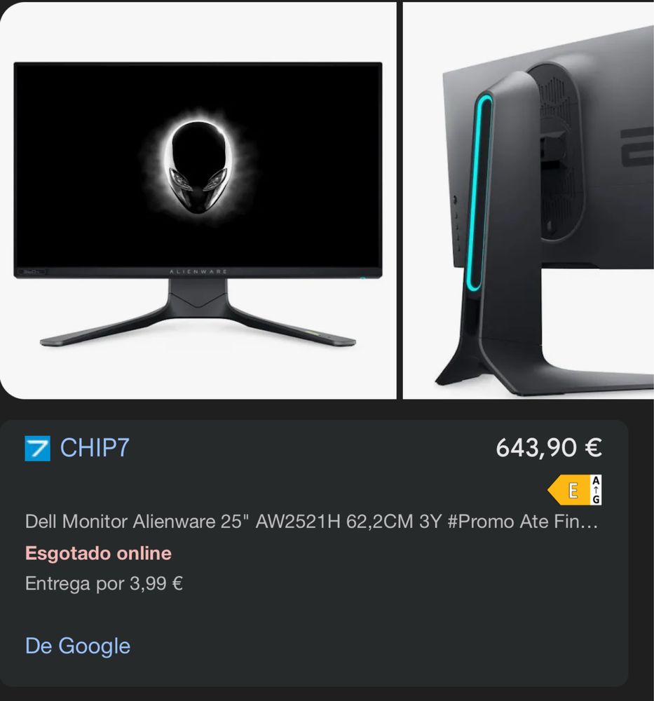 Monitor Alienware 360HZ AW2521H GSYNC