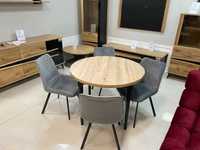 (119) Stół okrągły rozkładany + 4 krzesła, nowe 1190 zł
