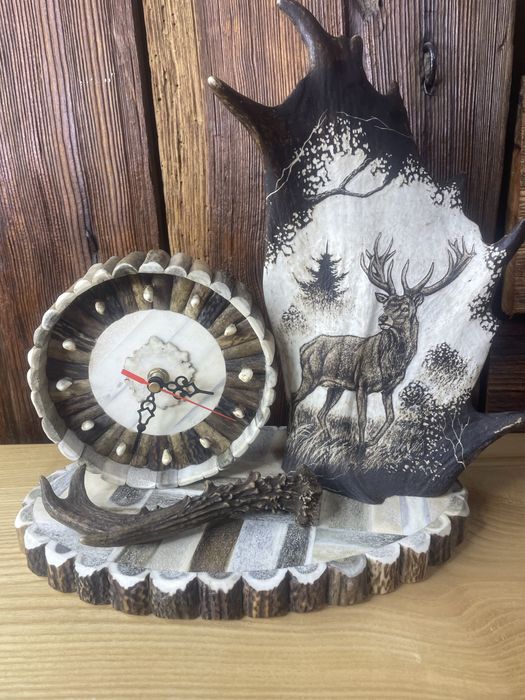 Zegar z poroża jeleń łoś poroże kozioł prezent