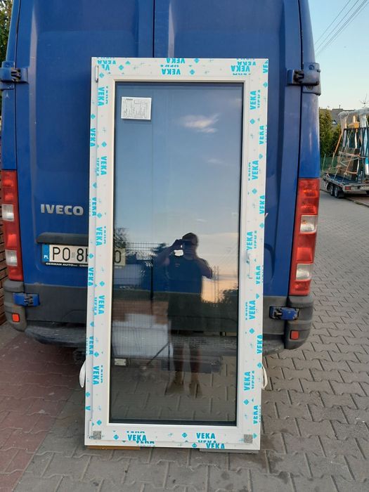 KR HAUS drzwi 90x200 balkonowe 2 szt nowe białe 3 szyby okna POZNAŃ