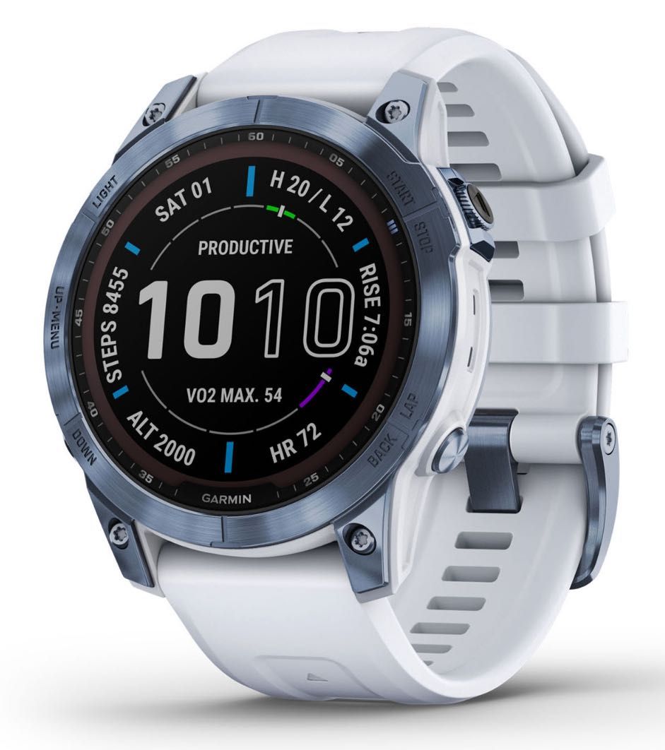 Garmin Fenix 7 Sapphire Solar Mineral Blue DLC Titanium White