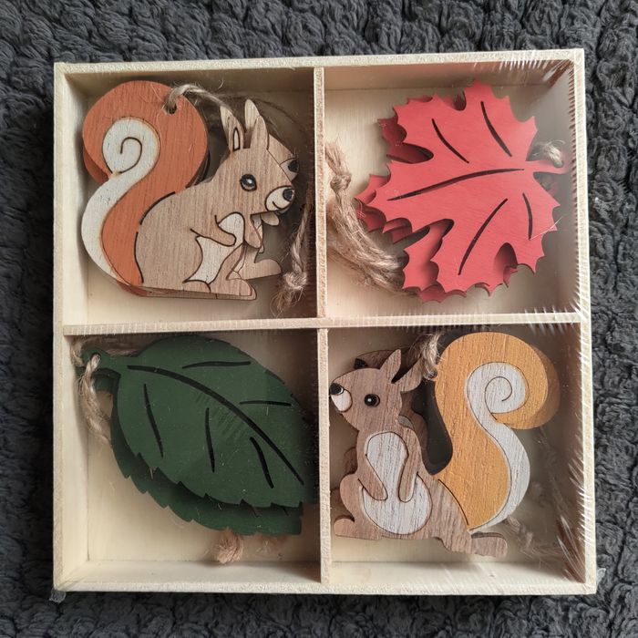 Jesienne zawieszki wiewiórka / liście 12 szt