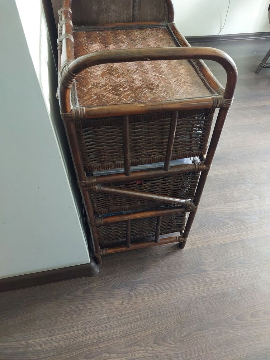 Komplet mebli wiklinowych ratanowych fotel szafka stolik pufka