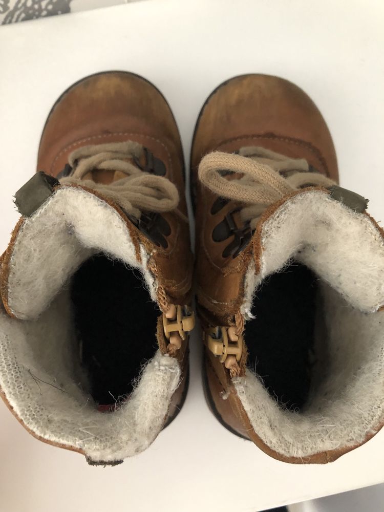Musztardowe trzewiki buty buciki zimowe EMEL EV 2545MA-17 27 skóra skó