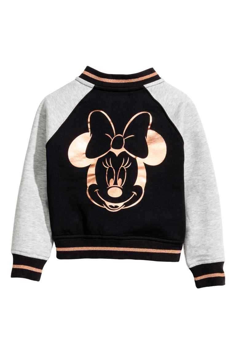 Bluza bejsbolowa H&M szaro czarna złoty myszka Minnie Mini 122-128