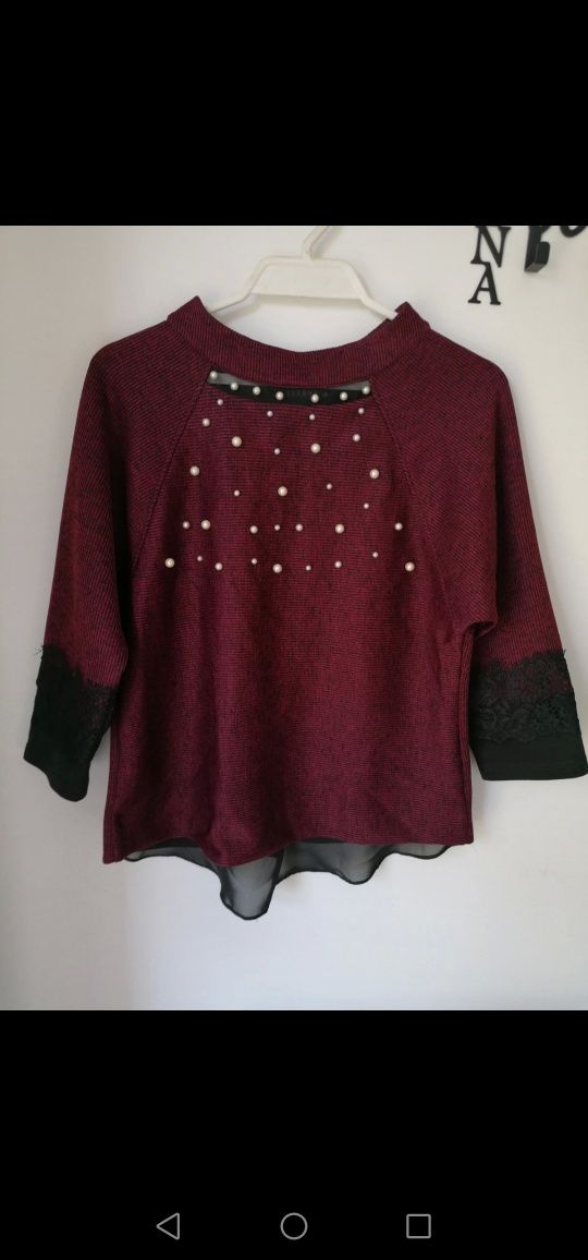 Sweter sweterek bluzka koronka
