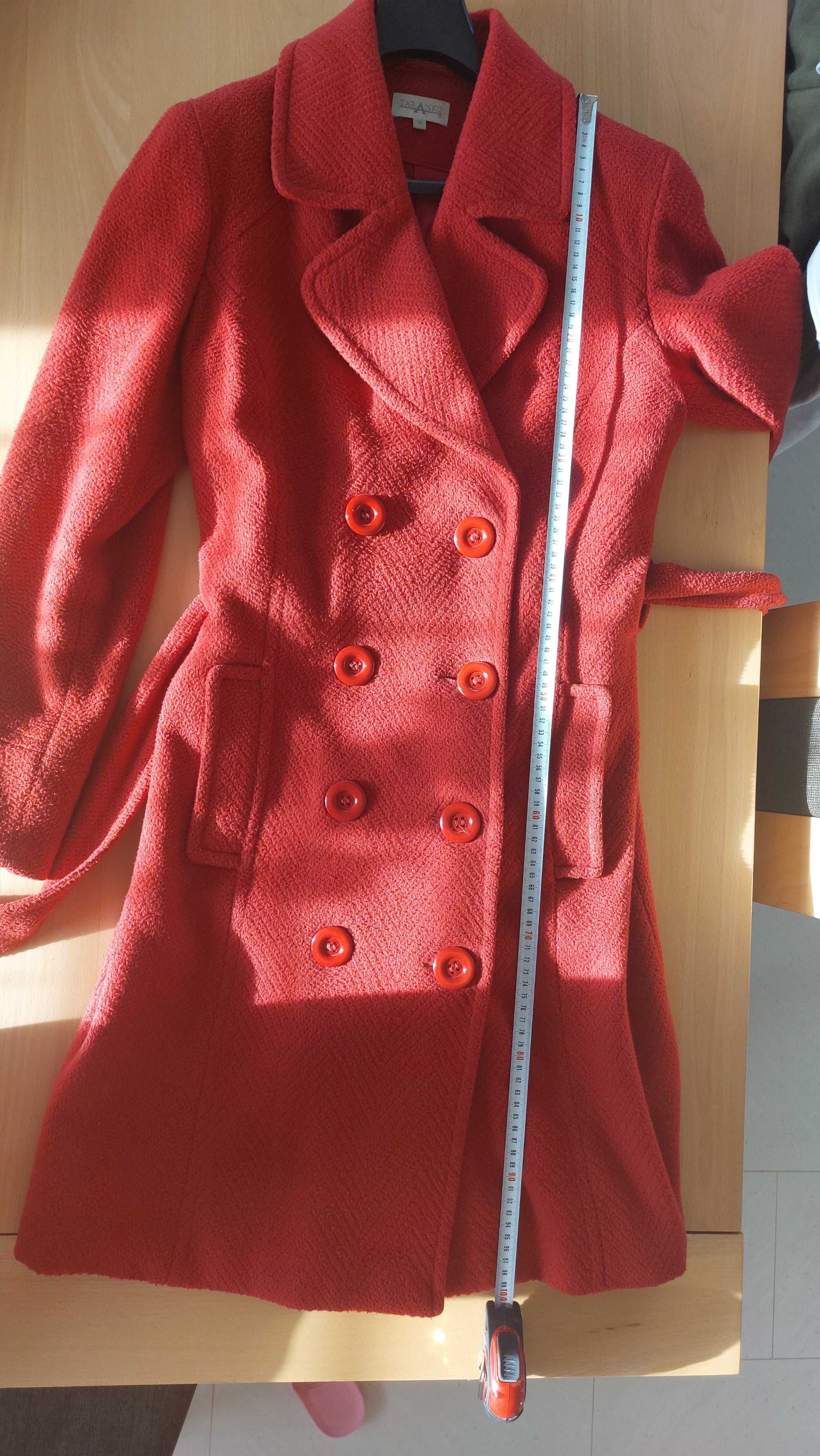 Płaszcz elegancki zimowy  czerwony wełna TARANKO 38