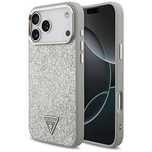 Etui Guess Glitter Triangle Logo MagSafe na iPhone 17 Pro Max - srebrn