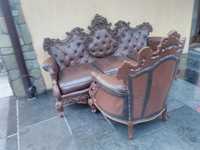 Sofa+fotel barok skóra