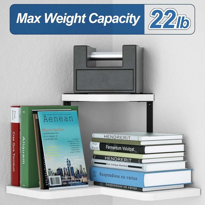 SRIWATANA Półka Narożna Wisząca Drewno Metal Vintage Biała