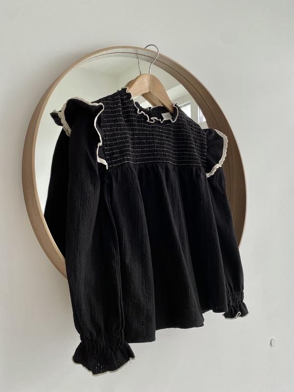 Чорна блуза з мереживом сорочка від zara для дівчинки 8 років 134 см