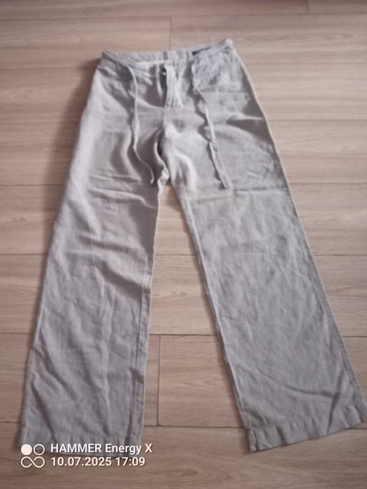 Letnie, przewiewne spodnie lniane m-ki Rosner st. idealny