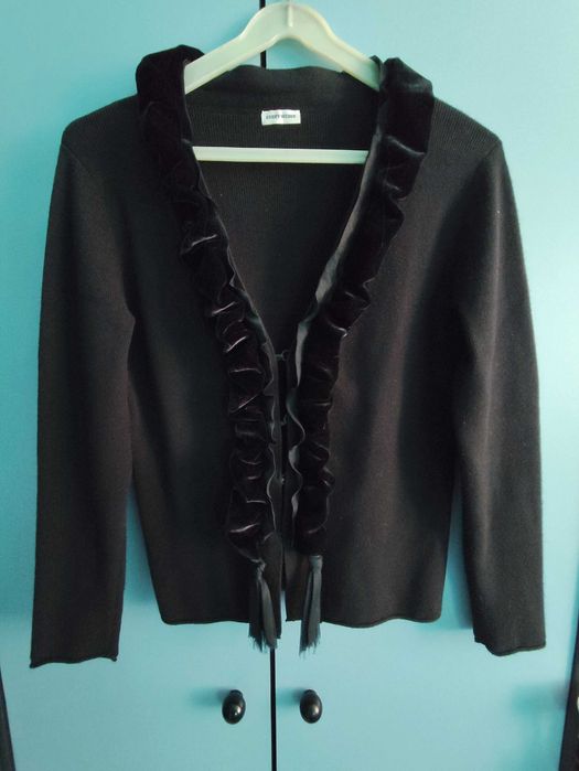 Gerry Weber elegancki sweter kardigan z falbankami premium