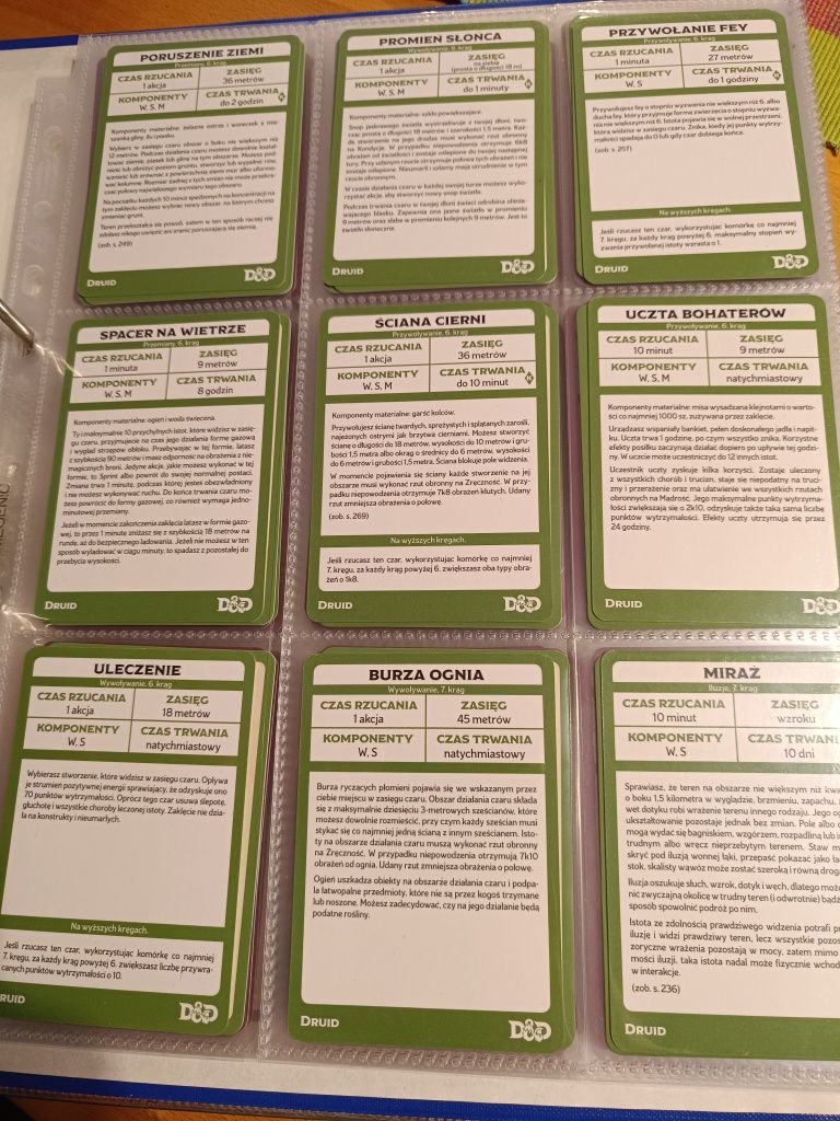 Dungeons and Dragons 5e karty czarów druida (cały komplet PL)
