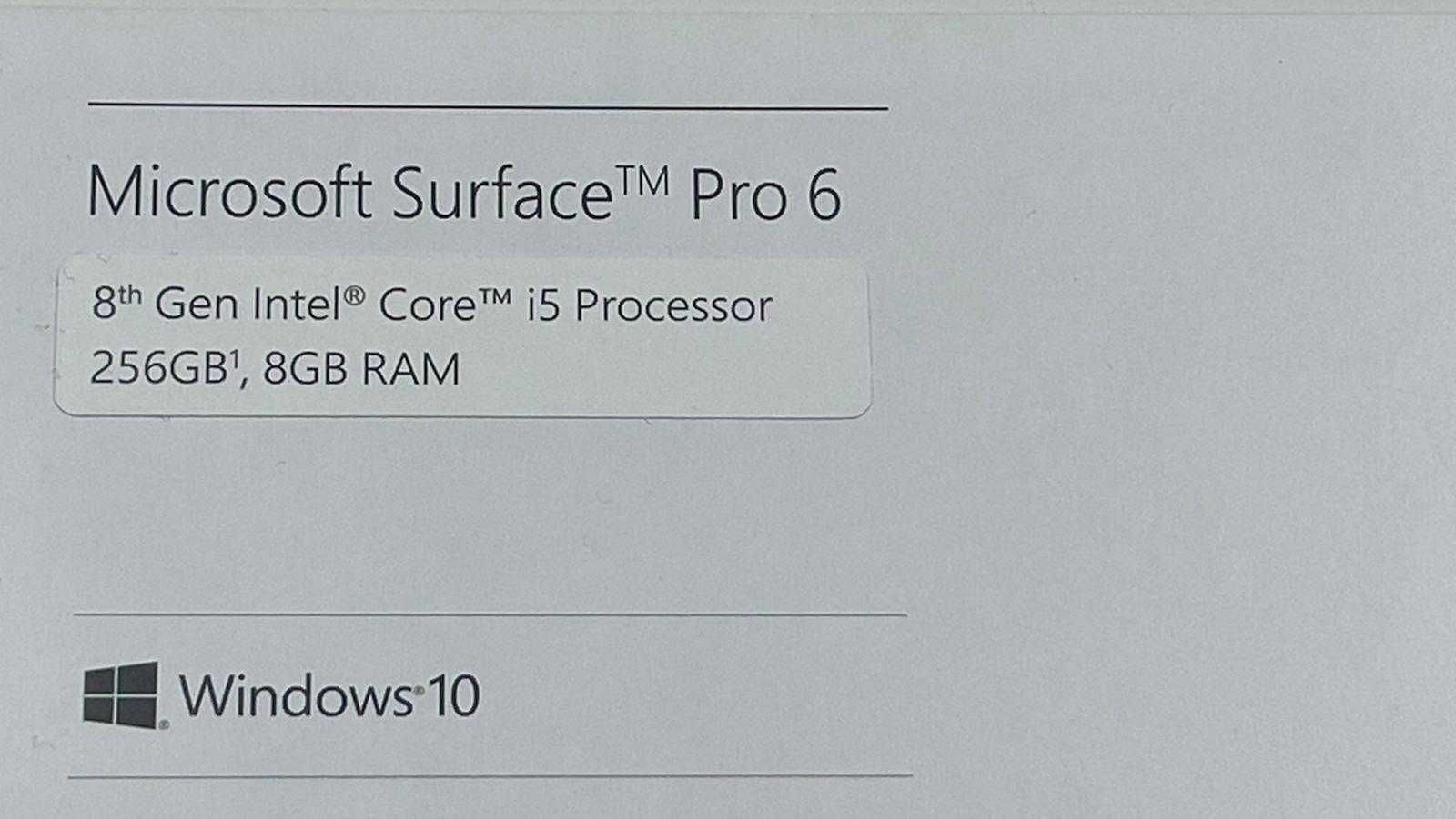 Surface Pro 6 i5, 8GB, 256SSD (Preto)