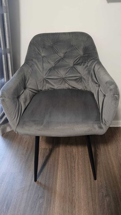 Krzesło welurowe szare