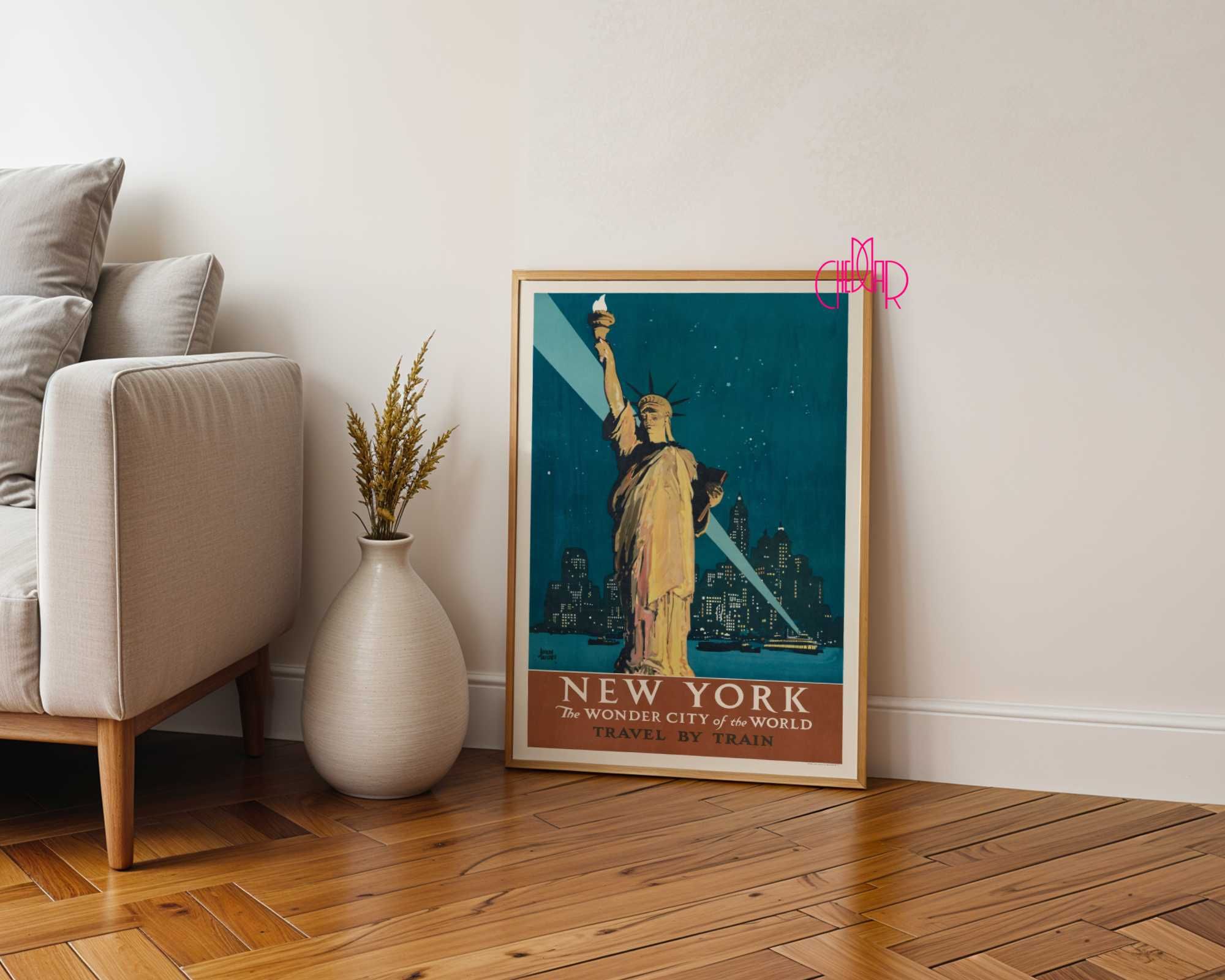 Plakat Retro Nowy York wspaniałe miasto Świata, USA, vintage 50x70