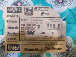 2 bilhetes diferentes Bélgica Portugal 1989