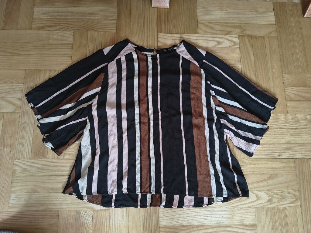 Top koszula narzutka bluzka oversize zara w paski pionowe koszulka