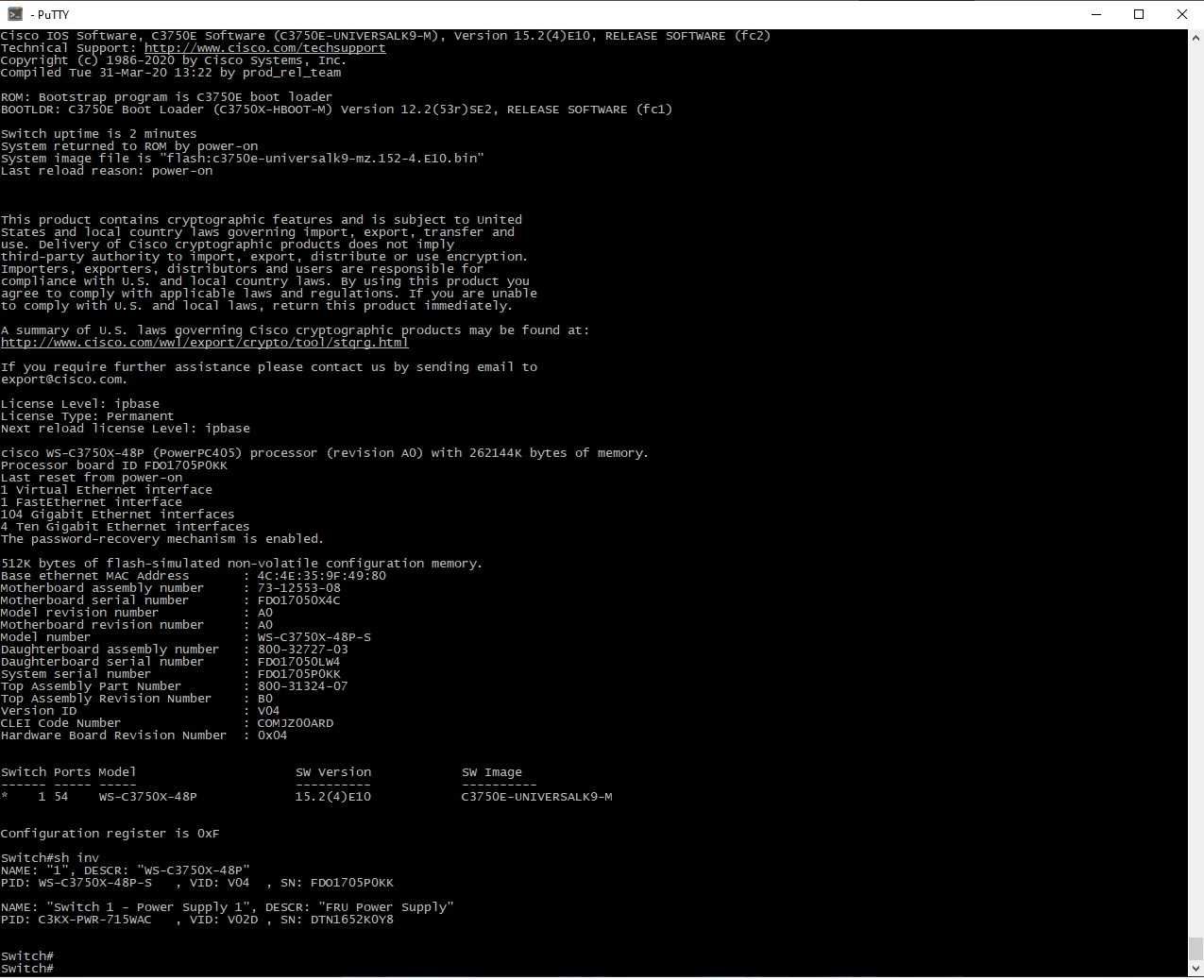 Гигабитный 48PoE Коммутатор Cisco Catalyst 3750X-48P-S нал/безнал