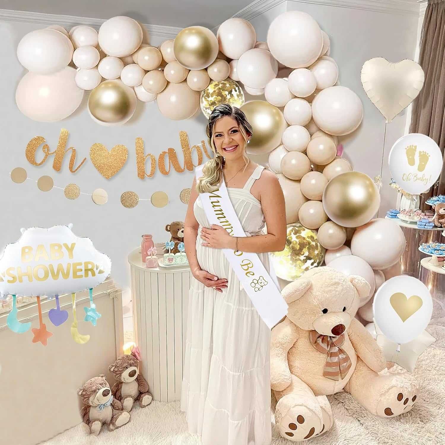 Dekoracja na baby shower dla dziewczynki, chłopca, z balonami,