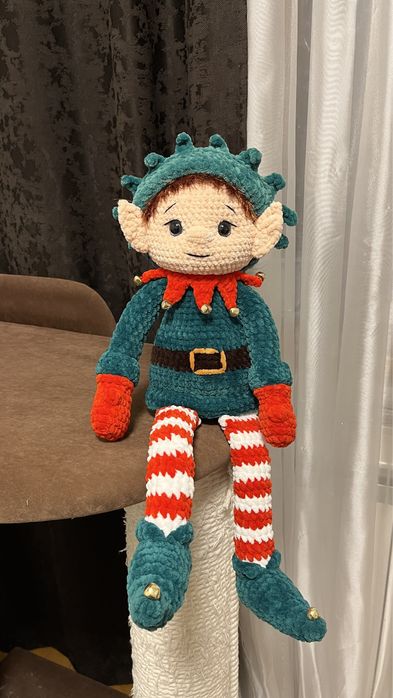 Мʼяка іграшка вʼязана Ельф плюшева (мягкая игрушка вязаная плюшевая)