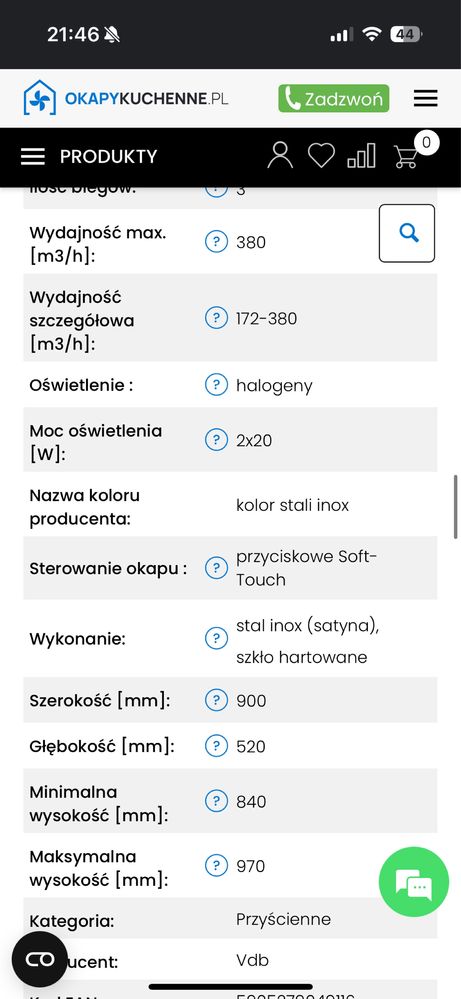Okap kuchenny kominowy skośny przyscienny z kwiatowym wzorem