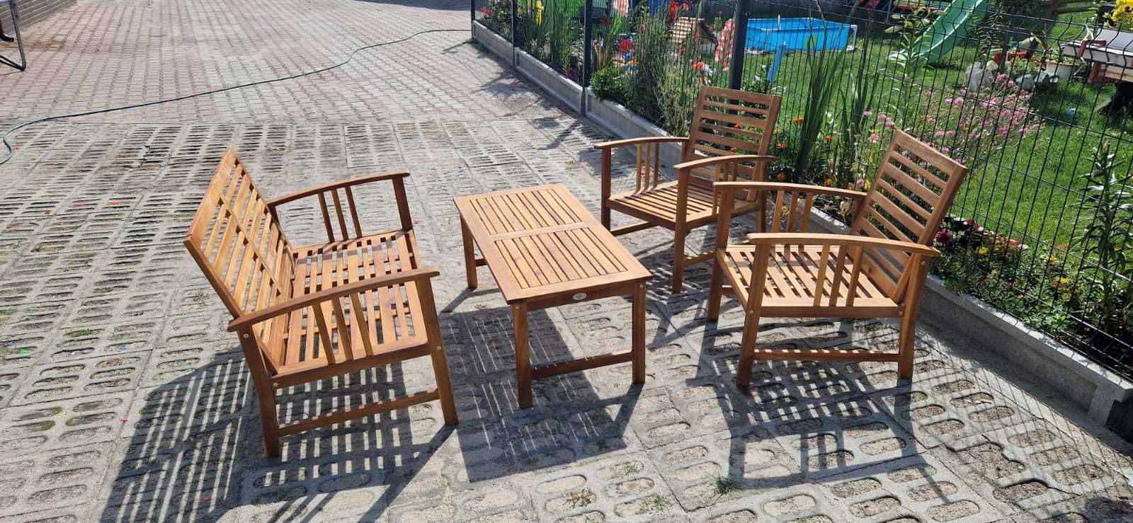 Zestaw mebli ogrodowych z drewna drewniane meble na taras ogród SUPER