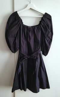 Mango sukienka czarna mini S 36 bufiaste rękawy bufki goth gothic boho