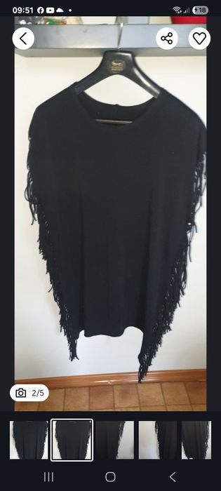 Bluzka, tunika  z frędzlami, boki dłuższe.