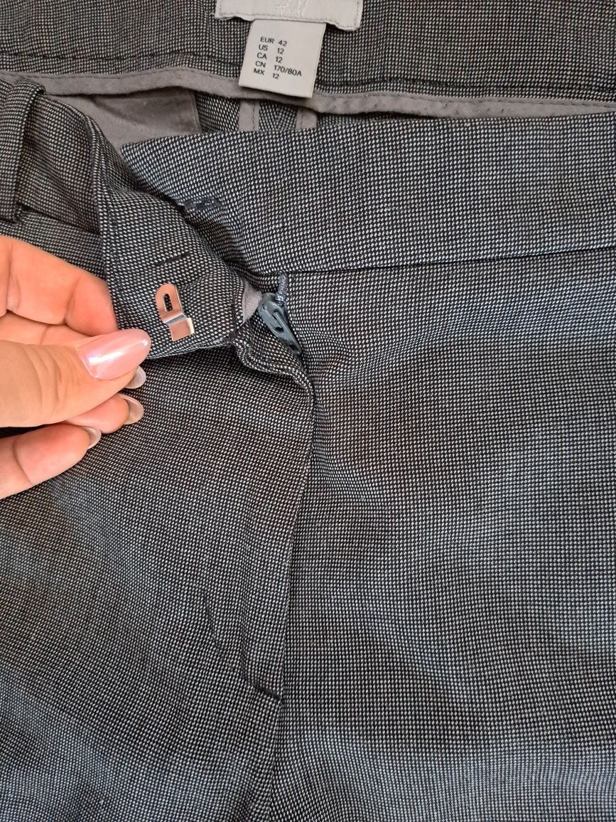 H&M szare melanż klasyczne spodnie damskie r. 42
